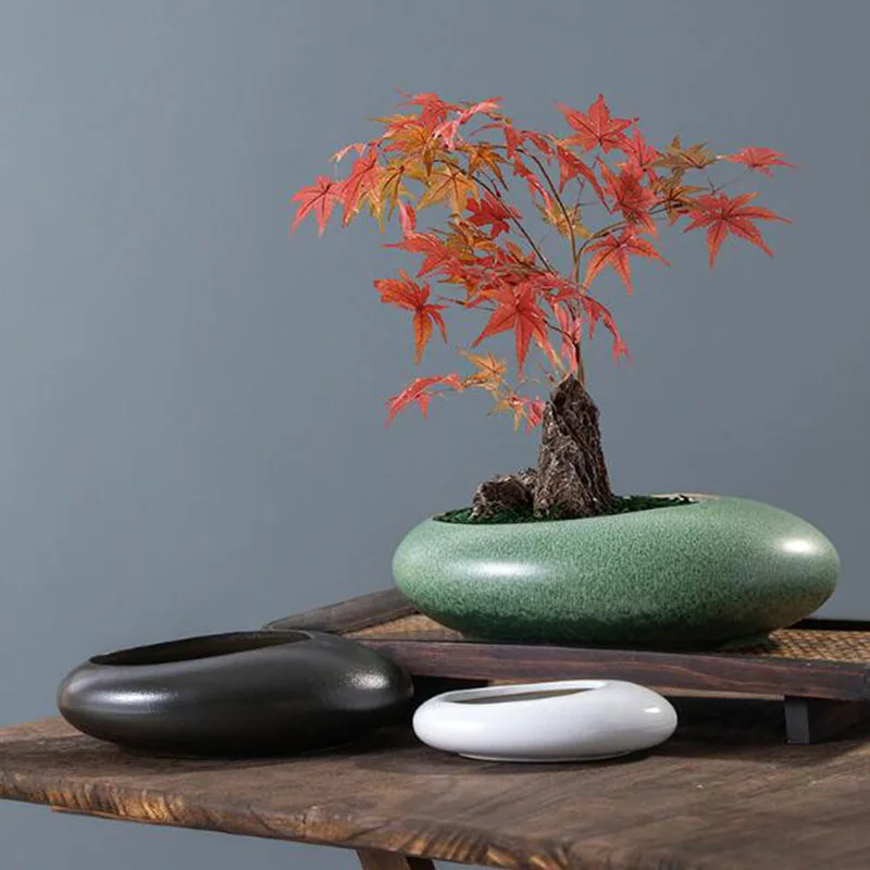 Coarse Pottery Bonsai Vase Gre - Bonsai Garden Art review and price